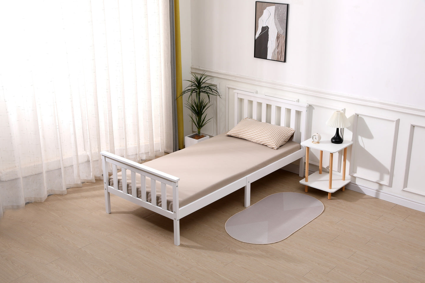 Starlight Beds Somnium Shaker Wooden Bed Frame White Natural