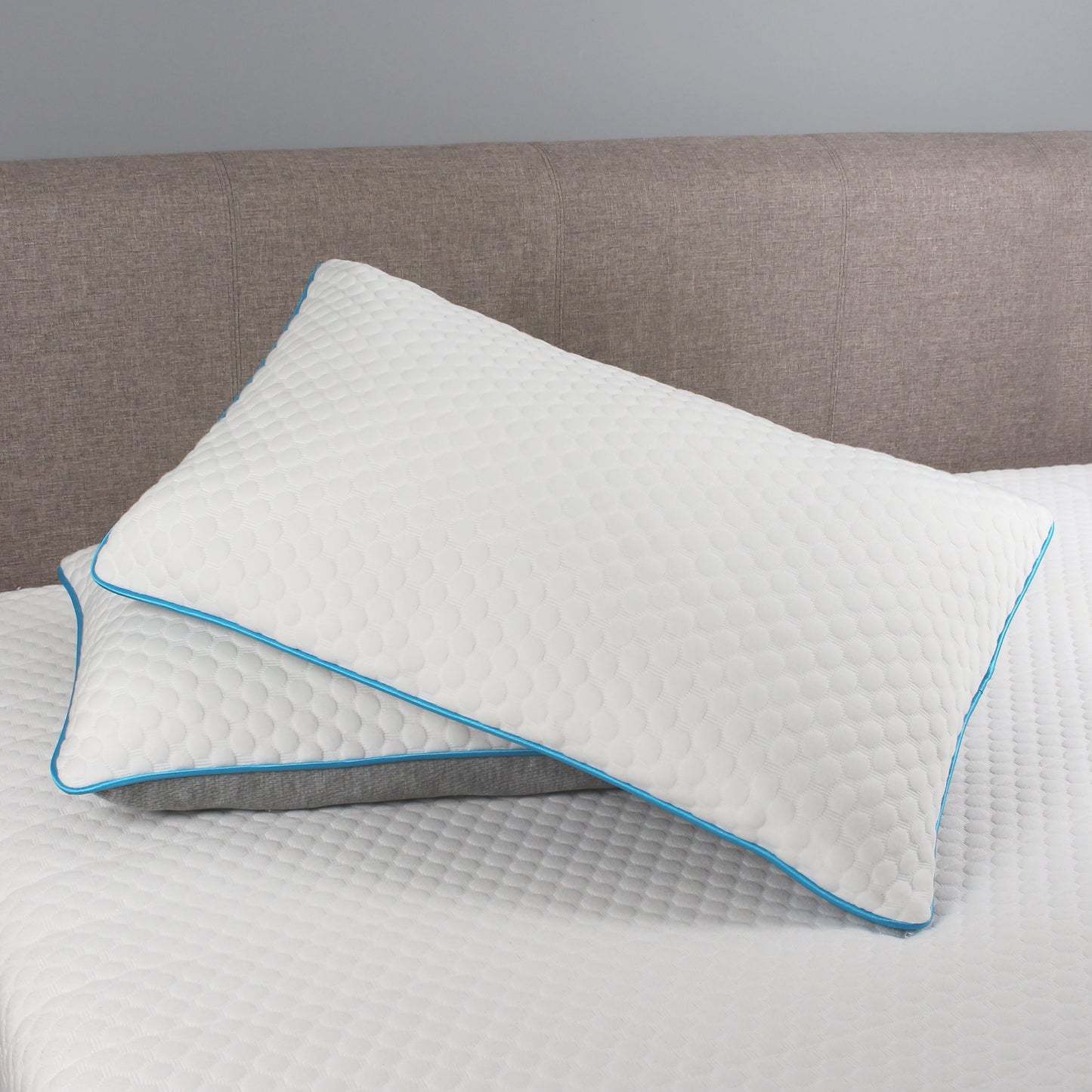 Comfort All Foam Pillow with Premium Zip Cover - Blue Piping